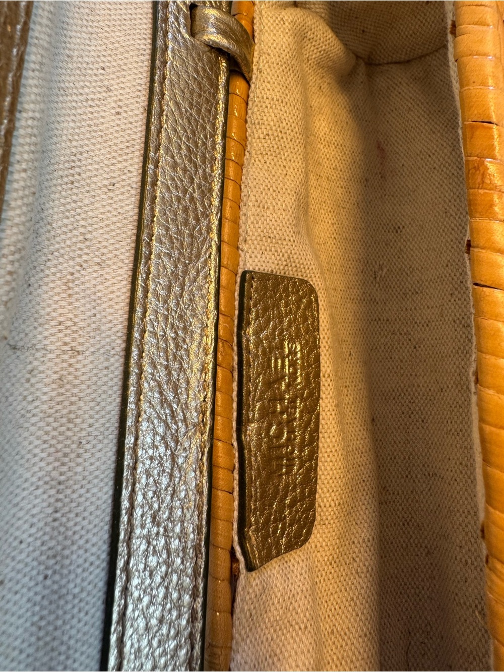 Michael Kors Santorini Woven Rattan & Gold Leather Clutch - Picture 10 of 10